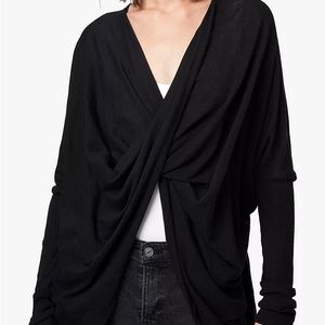 AllSaints Itat Two Way Shrug Cardigan, Black, Cotton, Size Medium, worn once